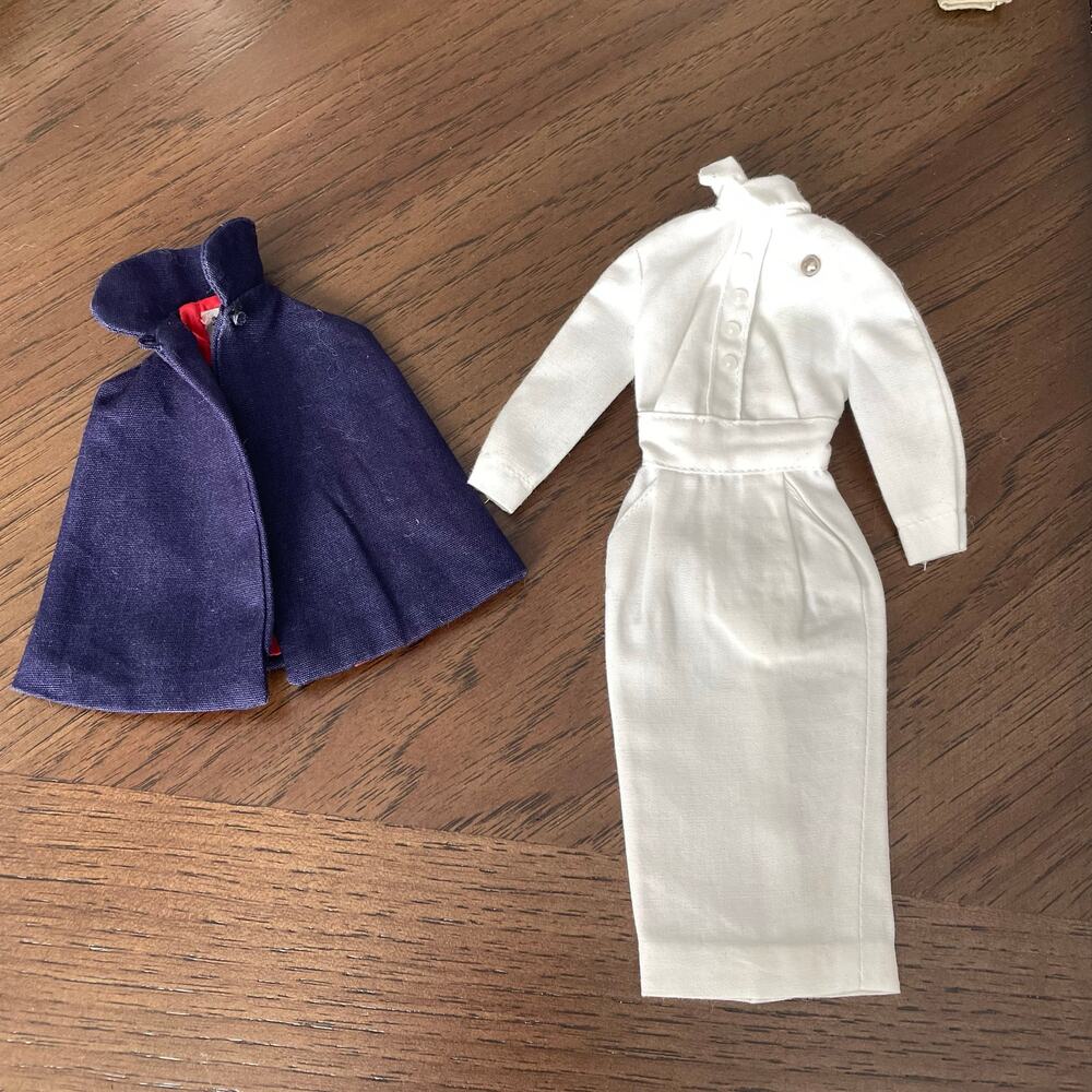 Vintage Barbie Registered Nurse #991 Uniform White Dress Cape 1960's Tag